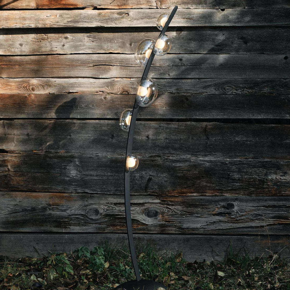 Halo Curved Metal Glass Floor Lamp
