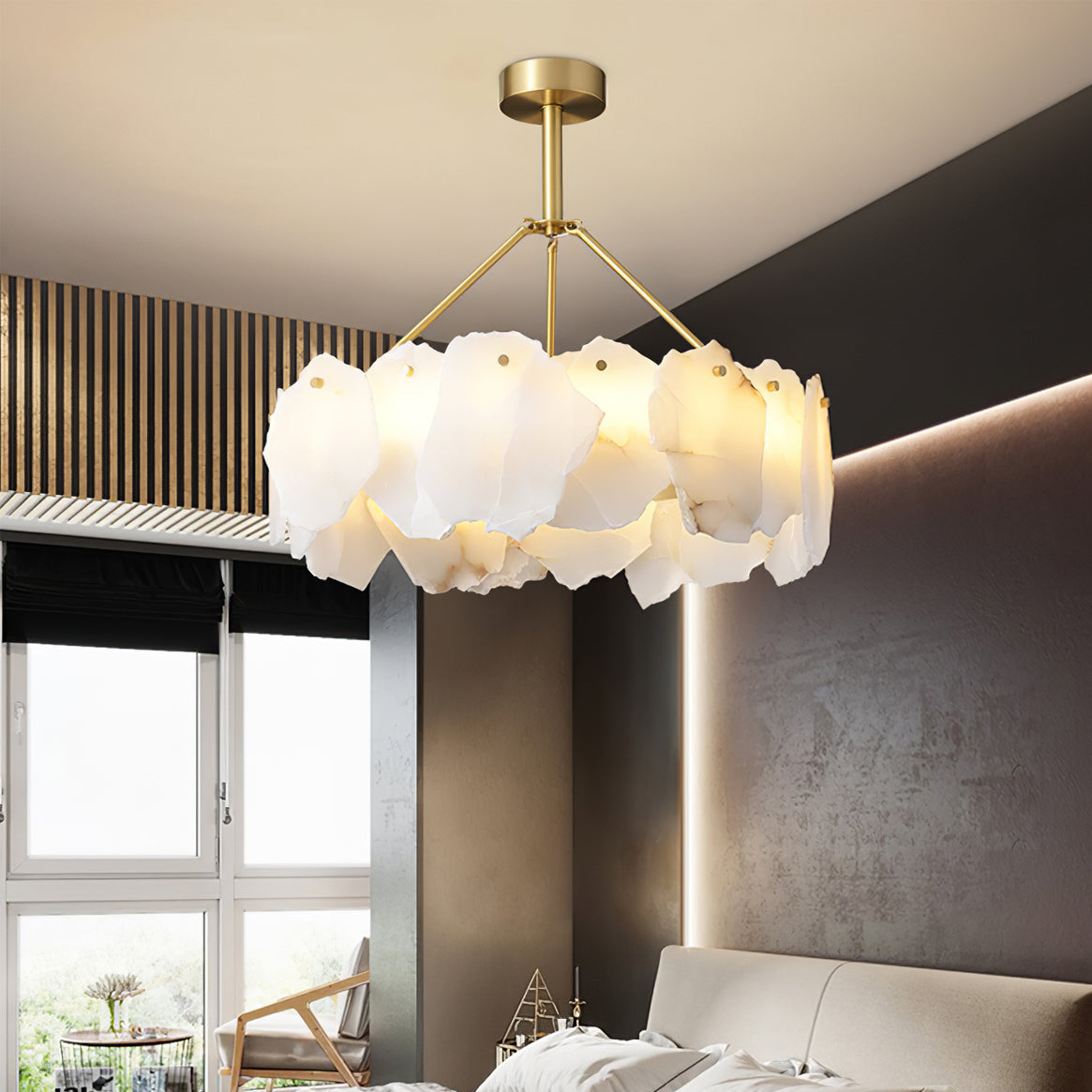 Dune Alabaster Brass Chandelier