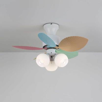 Ventilador de Techo Liora de Cristal Colorido, mostrando sus dimensiones