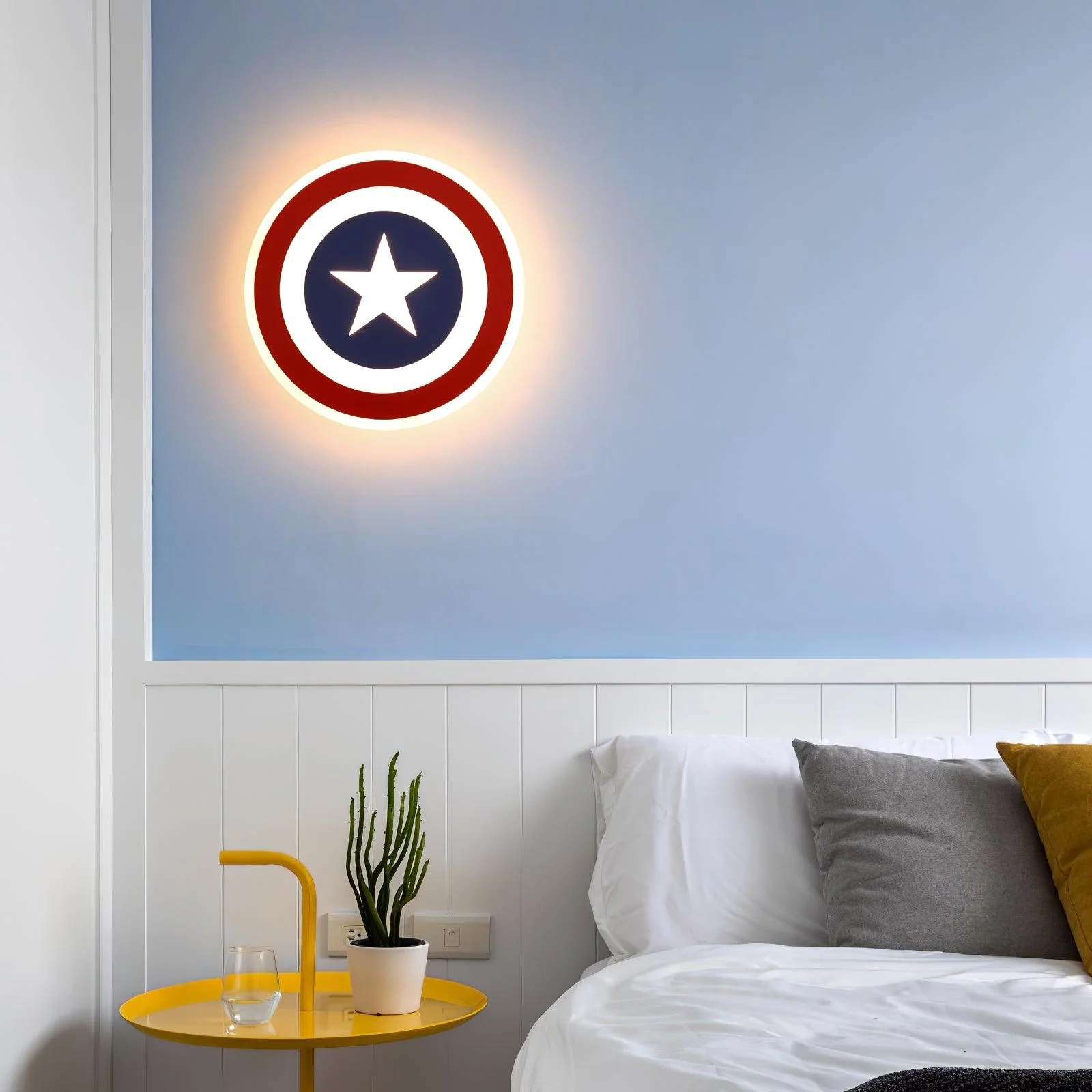 Edge Inusual Capitán Rojo Azul Acrílico Metal Lámpara de Pared Salón Comedor