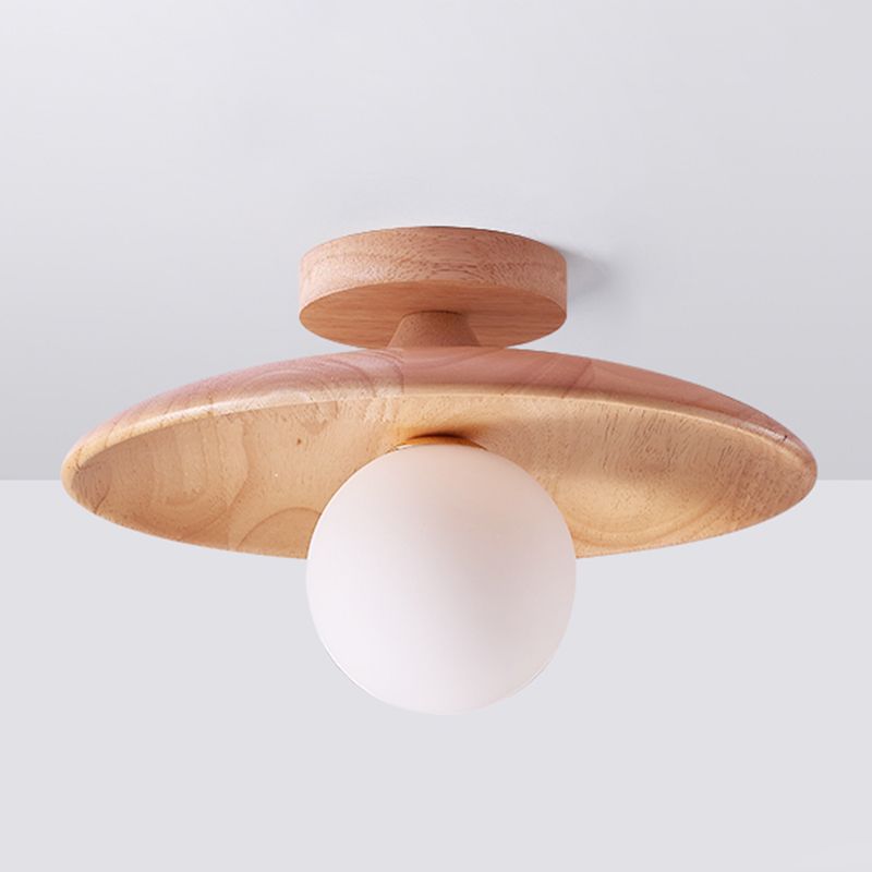 Carins Moderno LED Lámpara Colgante Naturaleza/Nuez, Salón, Madera Vidrio