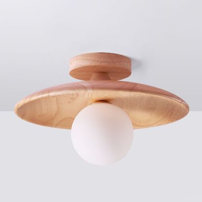 Carins Moderno LED Lámpara Colgante Naturaleza/Nuez, Salón, Madera Vidrio