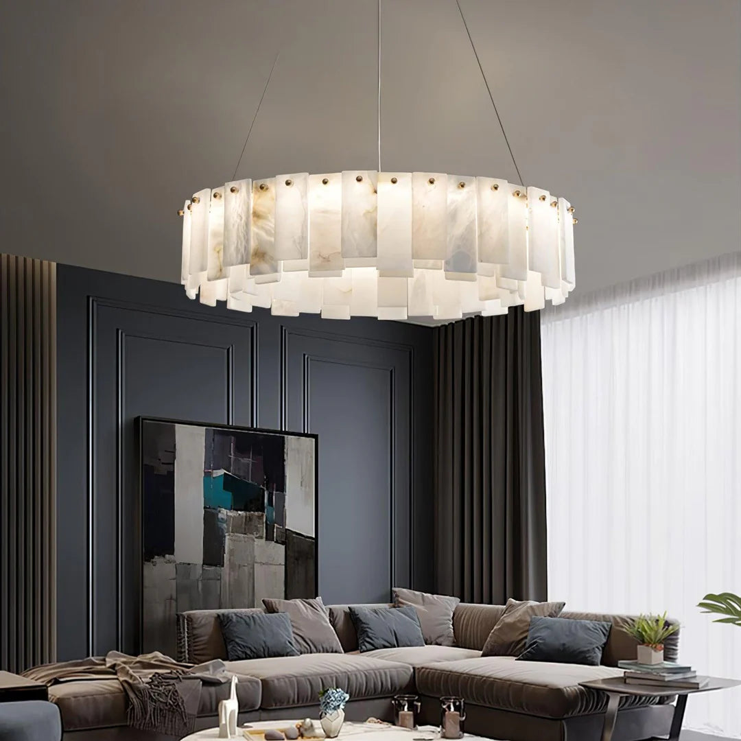 Dune Alabaster Tiered Round Chandelier