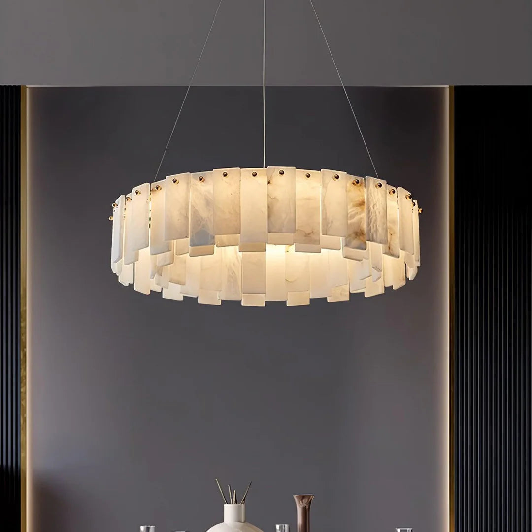 Dune Alabaster Tiered Round Chandelier