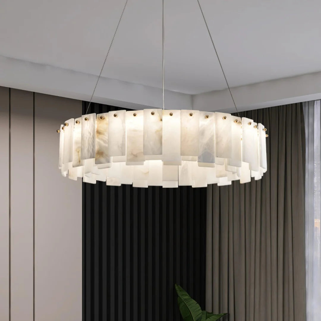 Dune Alabaster Tiered Round Chandelier