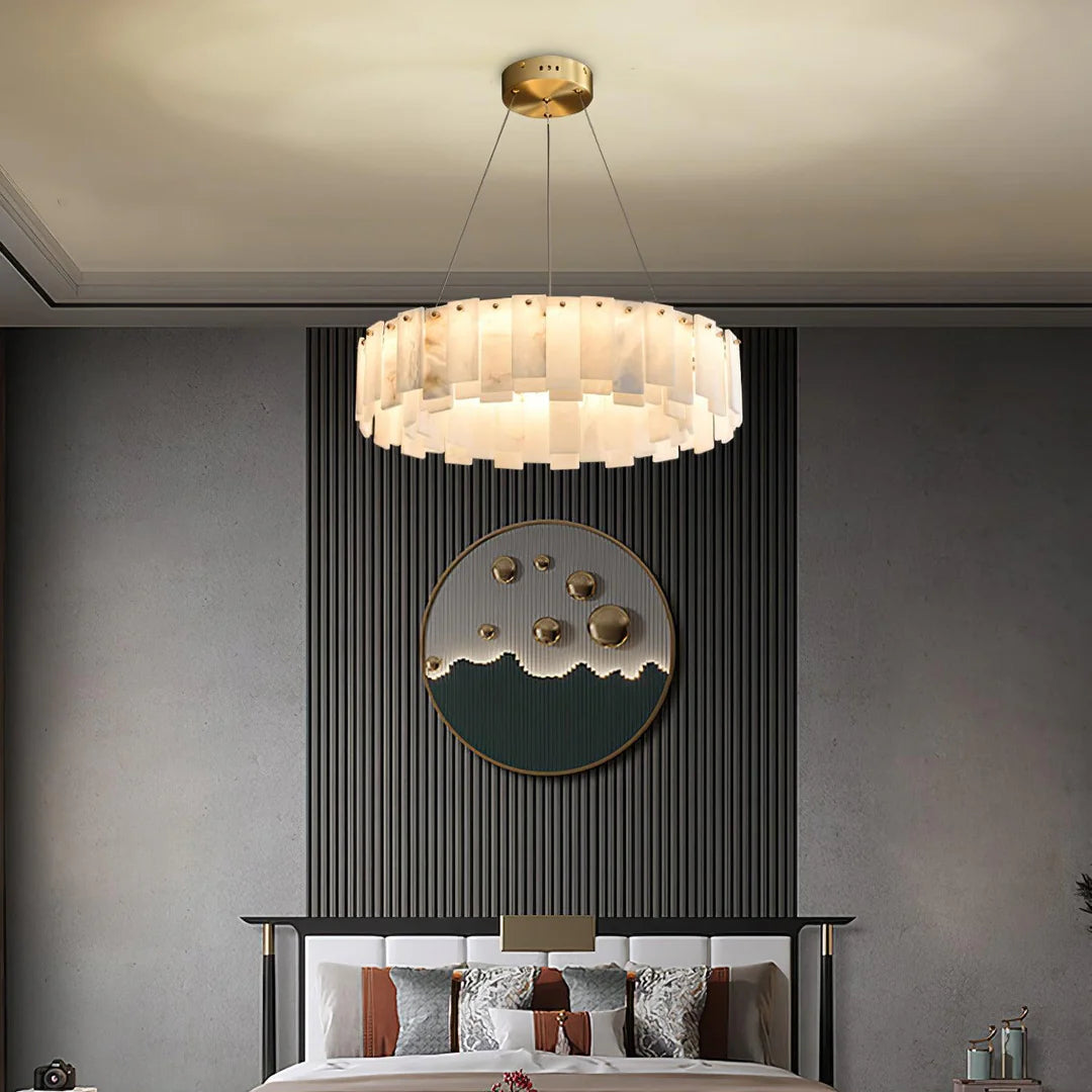 Dune Alabaster Tiered Round Chandelier