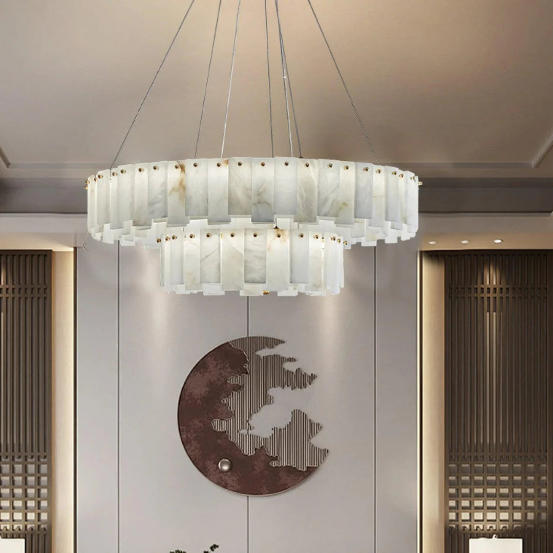 Dune Alabaster Tiered Round Chandelier