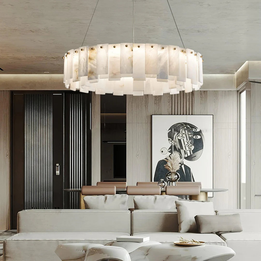 Dune Alabaster Tiered Round Chandelier