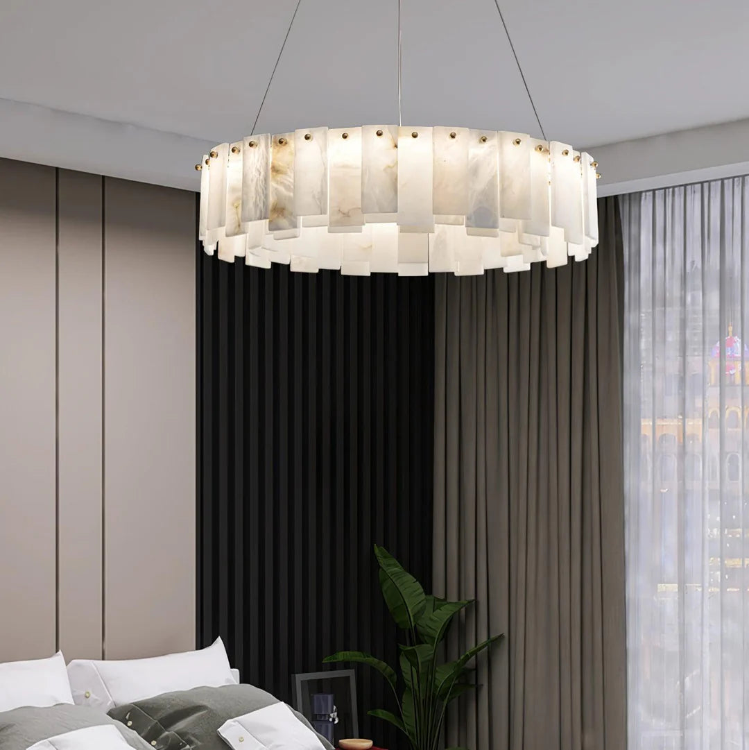 Dune Alabaster Tiered Round Chandelier