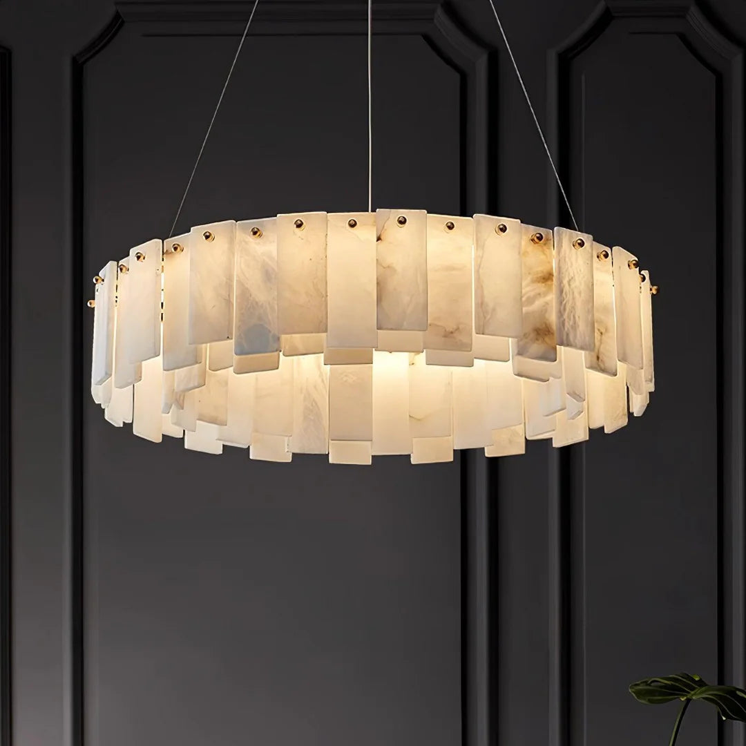 Dune Alabaster Tiered Round Chandelier