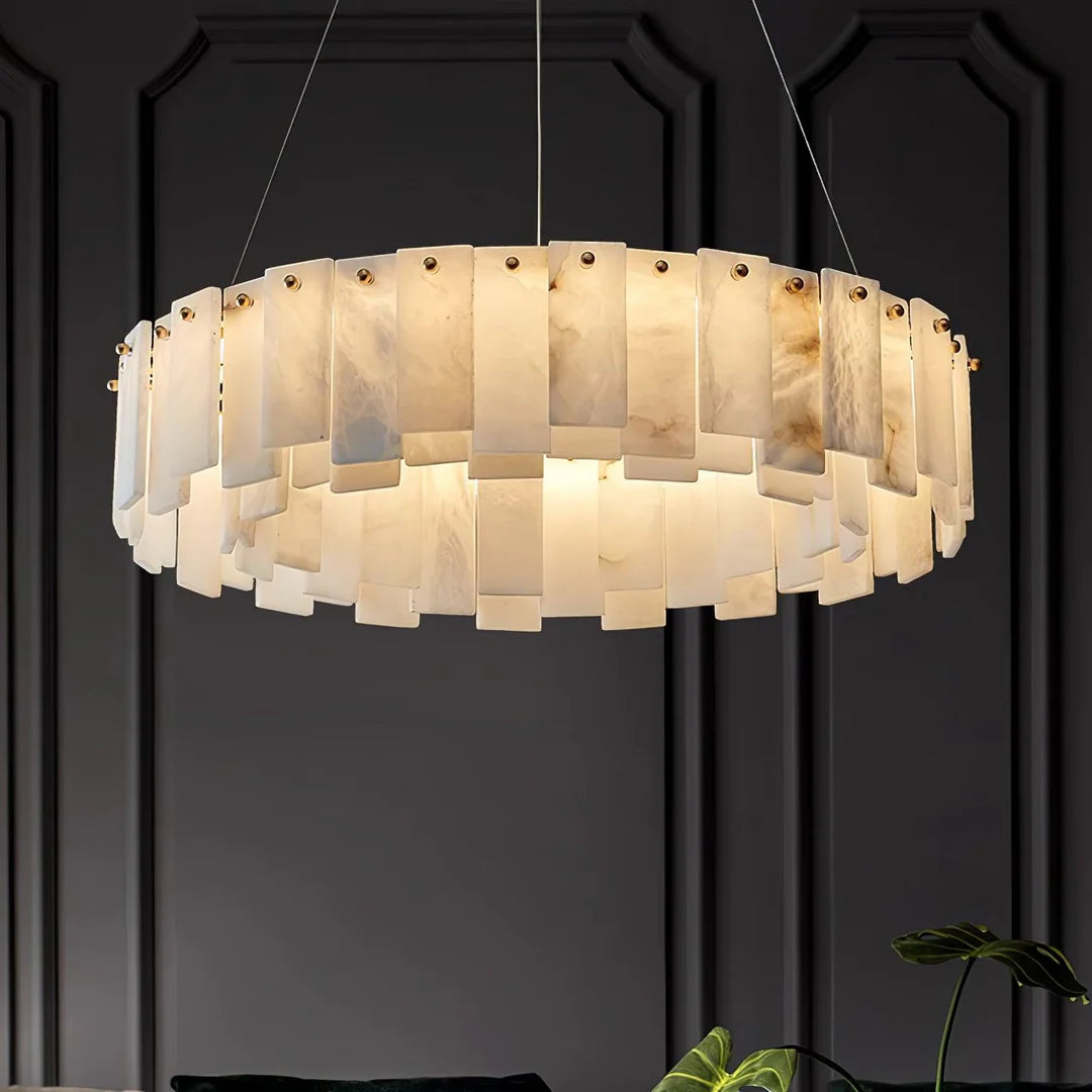 Dune Alabaster Tiered Round Chandelier