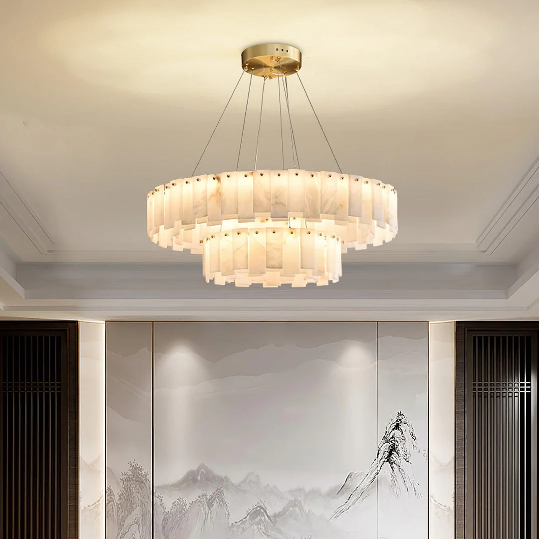 Dune Alabaster Tiered Round Chandelier