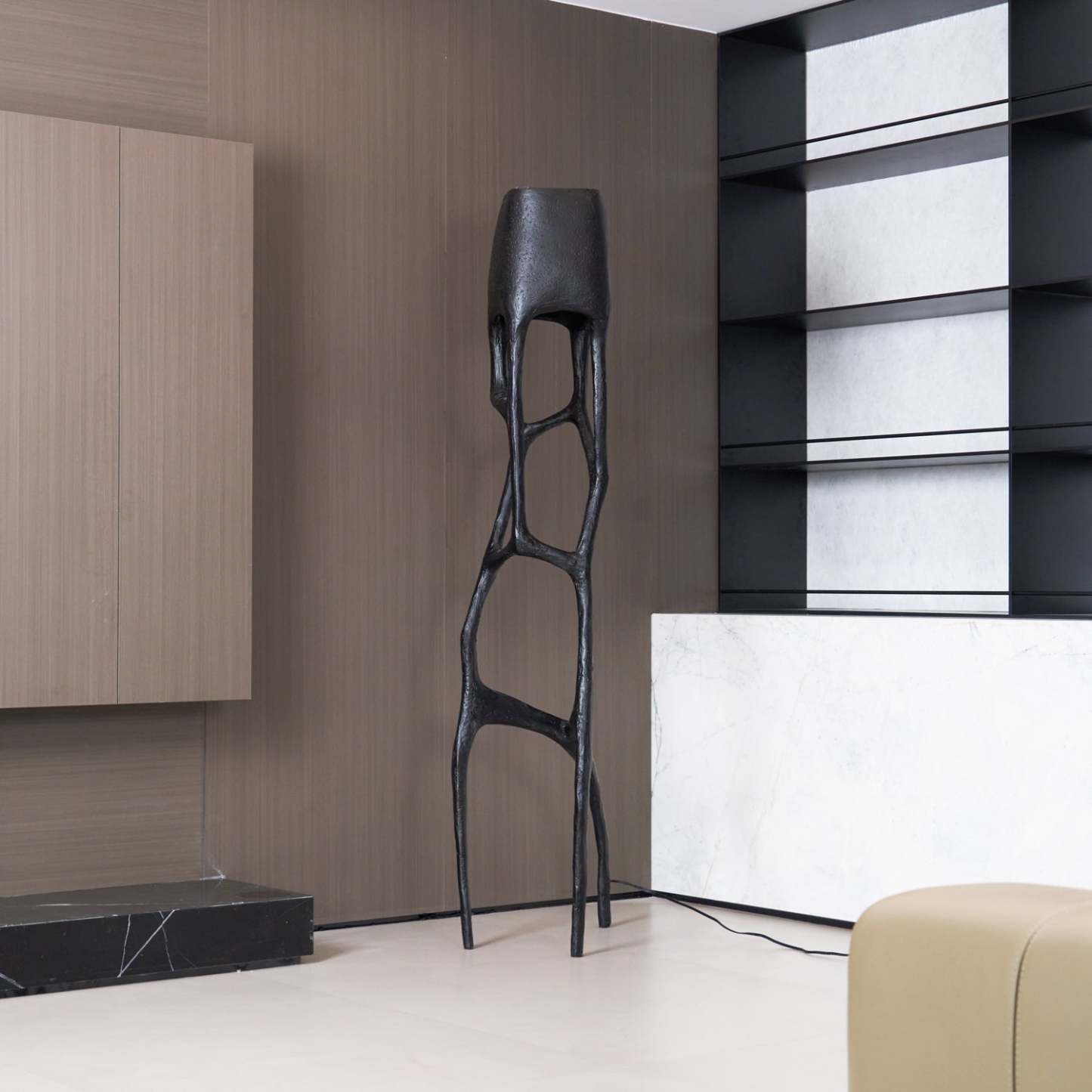 Retro Sculpted Metal Floor Lamp