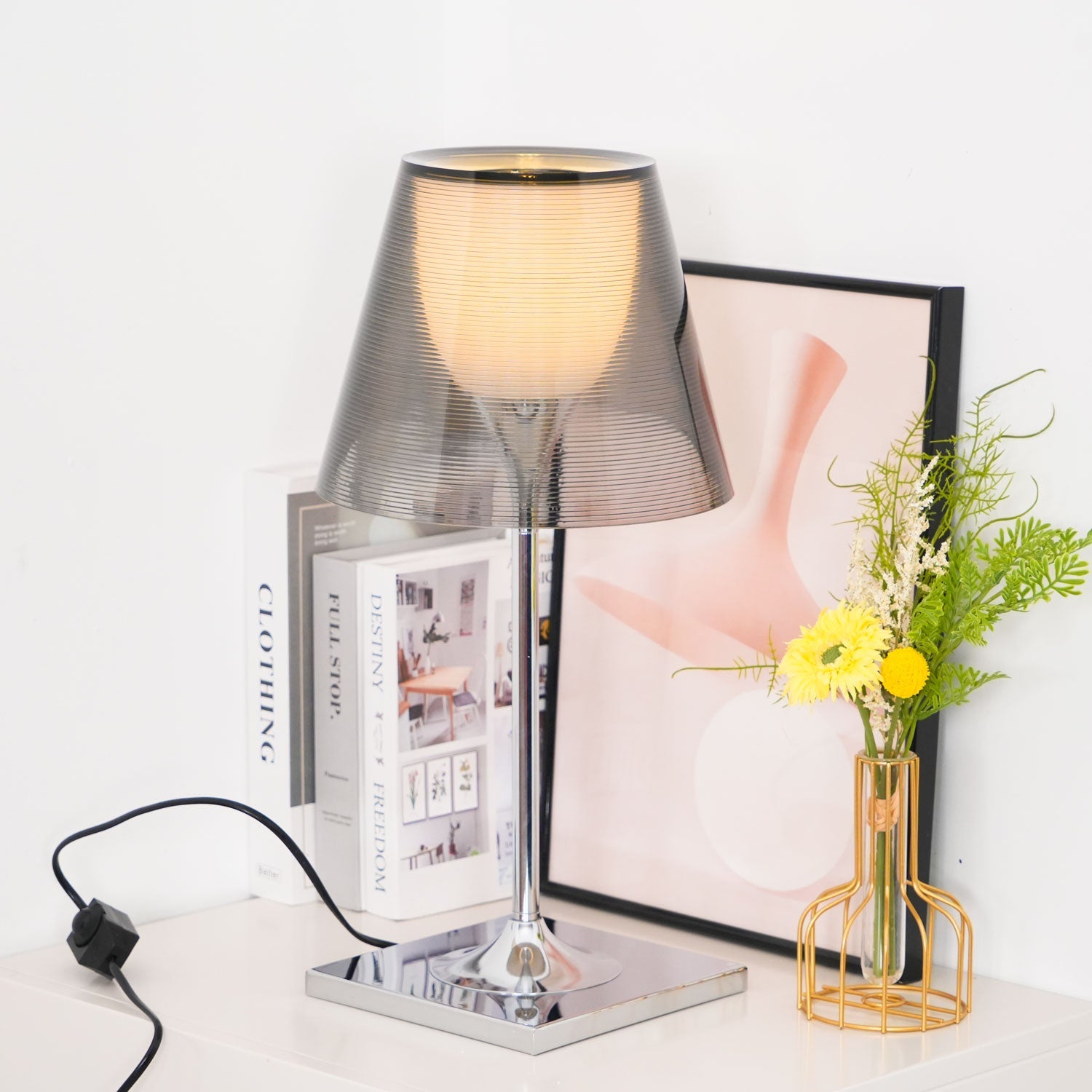 Axis Minimalist Glass Chrome Table Lamp