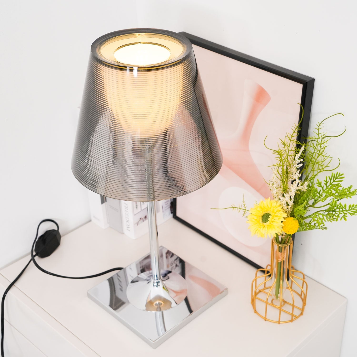 Axis Minimalist Glass Chrome Table Lamp
