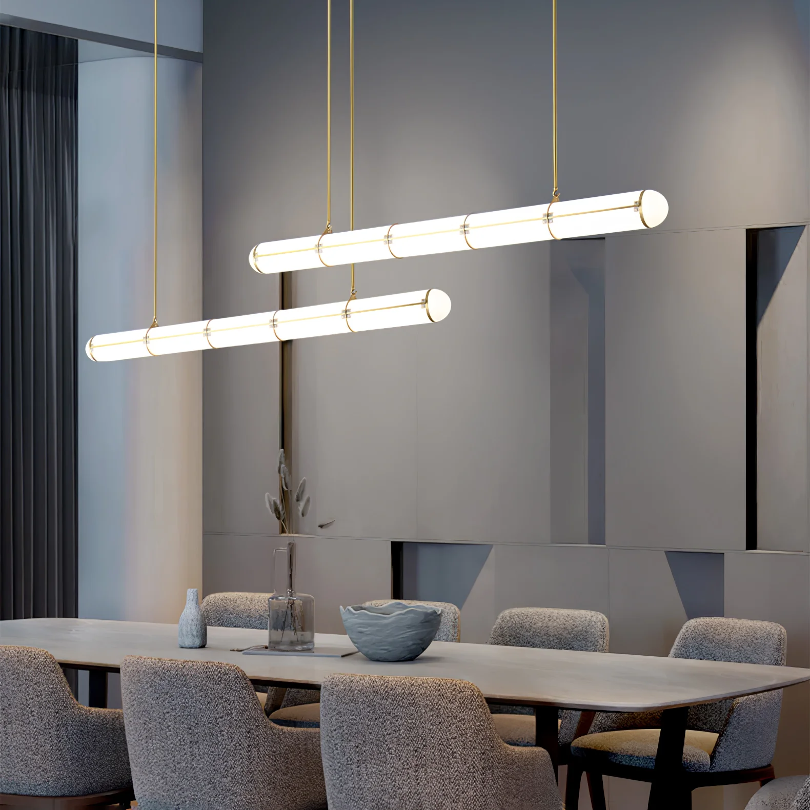 Alessio Industrial Metal Acrílico Oro Negro Lámpara Colgante Dormitorio Salón