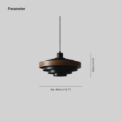 Muto Modern Round Metal Wood Pendant Light Dining Living Room
