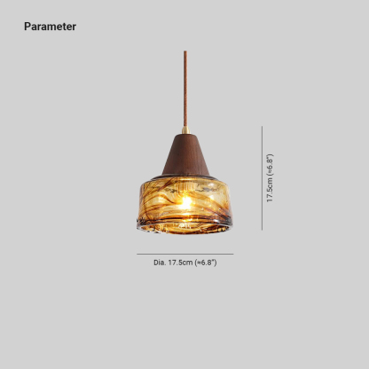 Hailie Vintage Round Wood Glass Pendant Light Dining Room Bedroom