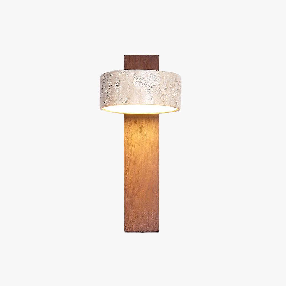 Hakka Wood & Travertine Wall Lamp
