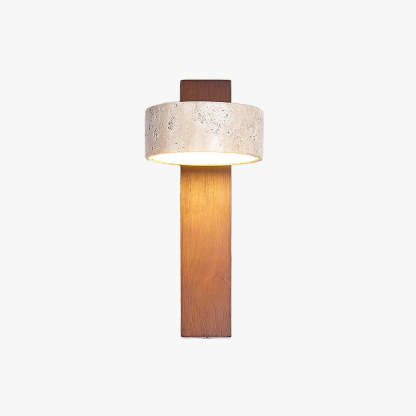 Hakka Wood & Travertine Wall Lamp