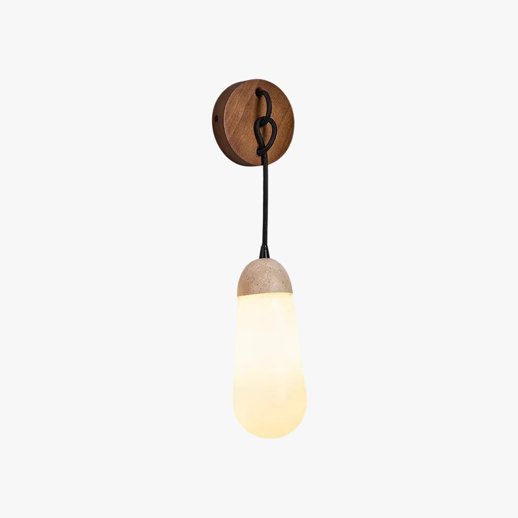 Hakka Wood Stone Glass Wall Light
