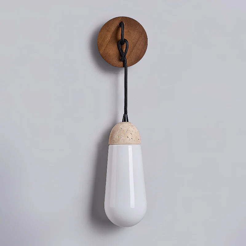 Hakka Wood Stone Glass Wall Light