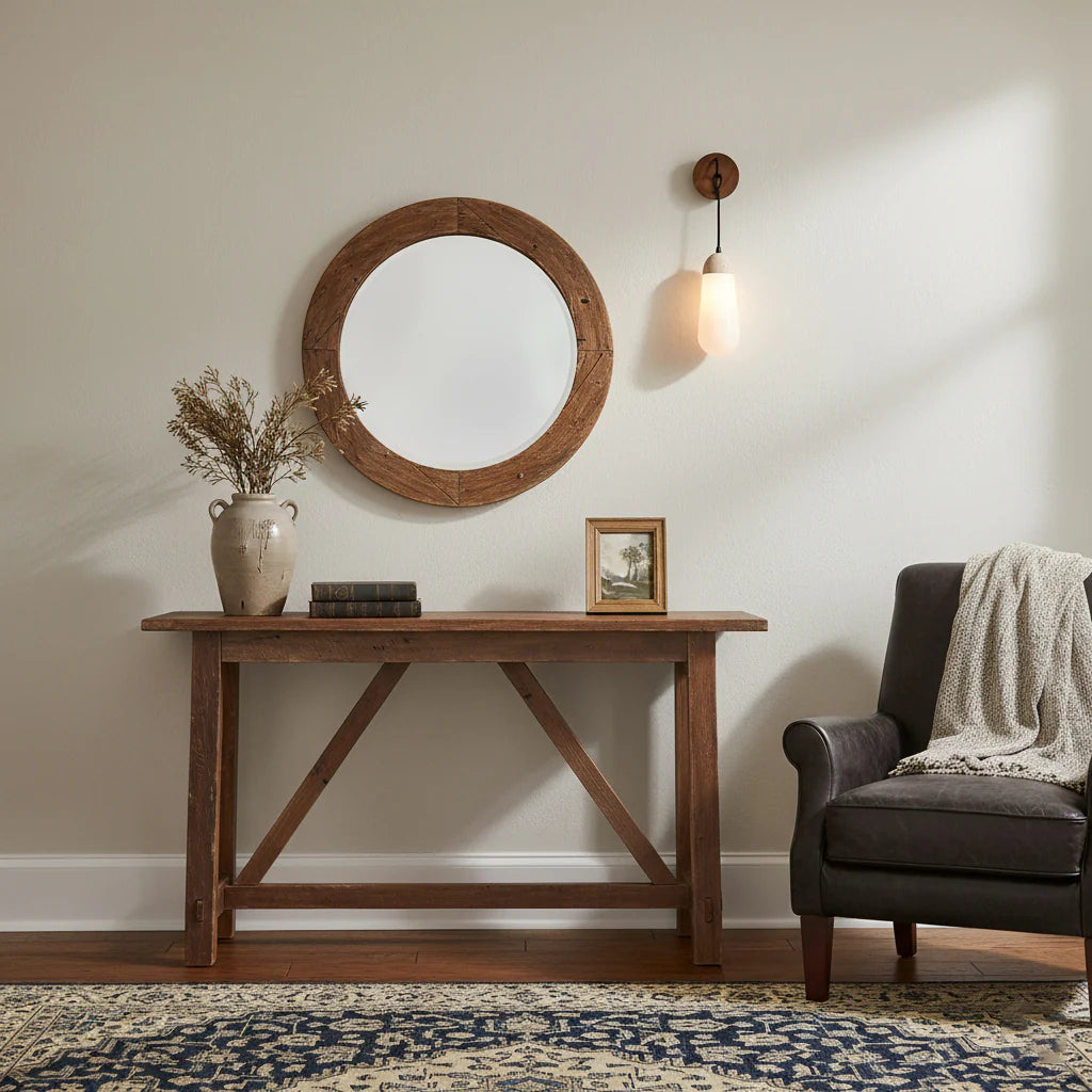 Hakka Wood Stone Glass Wall Light