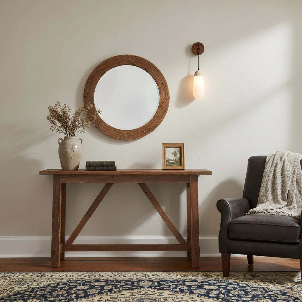 Hakka Wood Stone Glass Wall Light