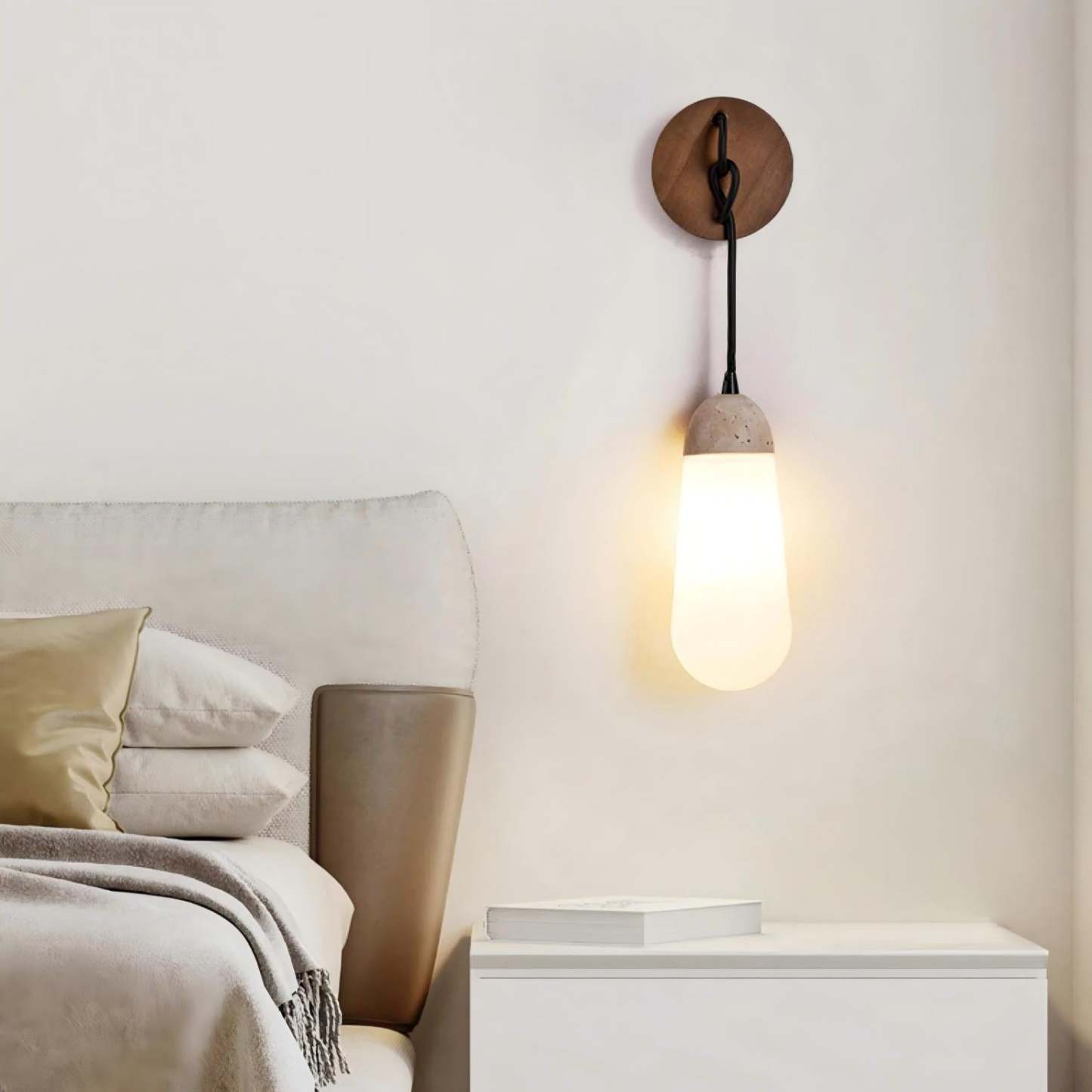 Hakka Wood Stone Glass Wall Light