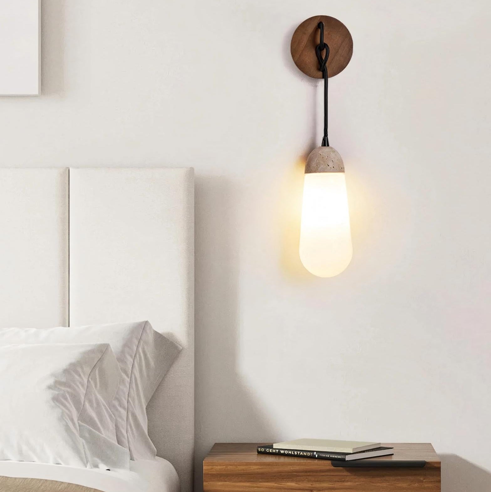 Hakka Wood Stone Glass Wall Light