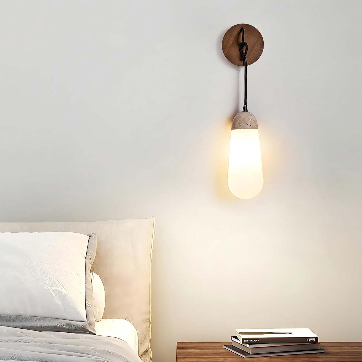 Hakka Wood Stone Glass Wall Light