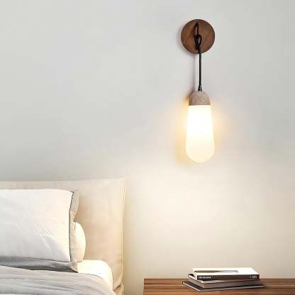 Hakka Wood Stone Glass Wall Light