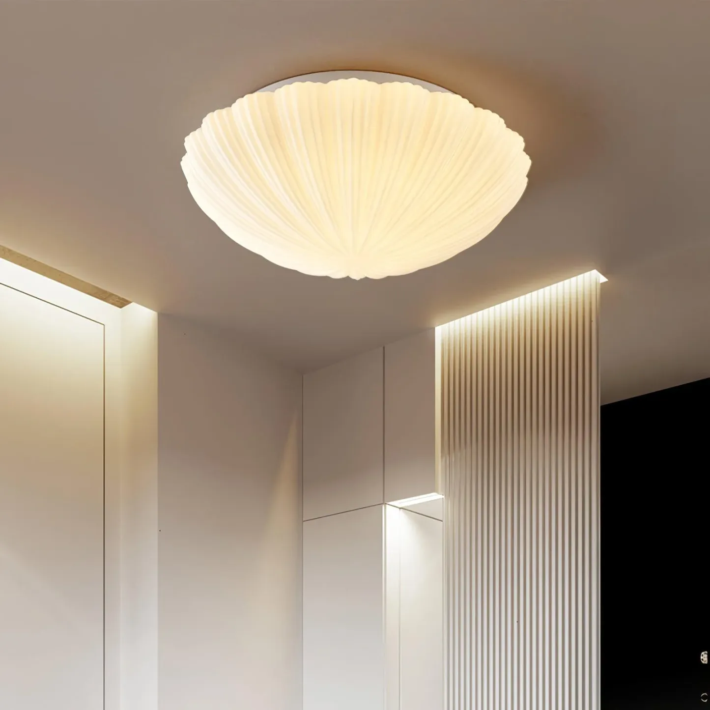 Quinn Luz de Techo Moderna Urbana con Concha de Mar y Vidrio para Dormitorio y Pasillo