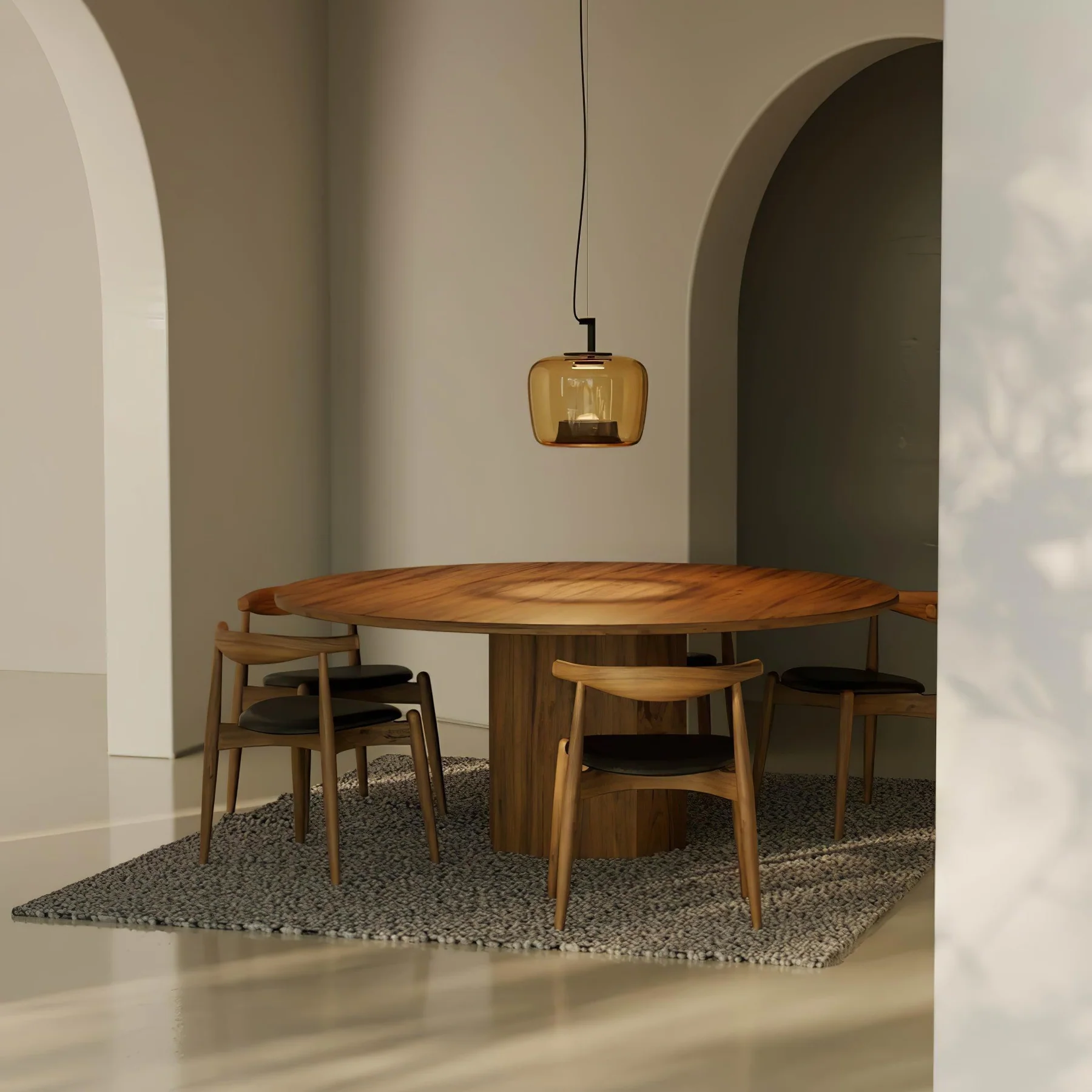 Hailie Modern Round Glass Pendant Light Dining Room Bedroom