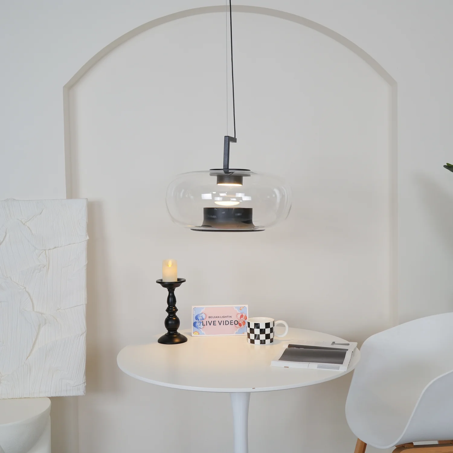 Hailie Modern Round Glass Pendant Light Dining Room Bedroom