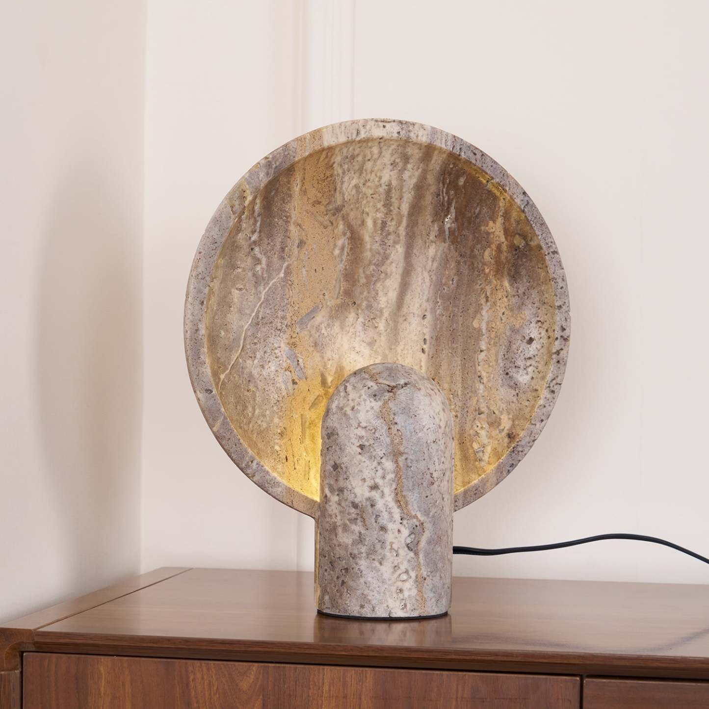 Dune Travertine Stone Table Lamp