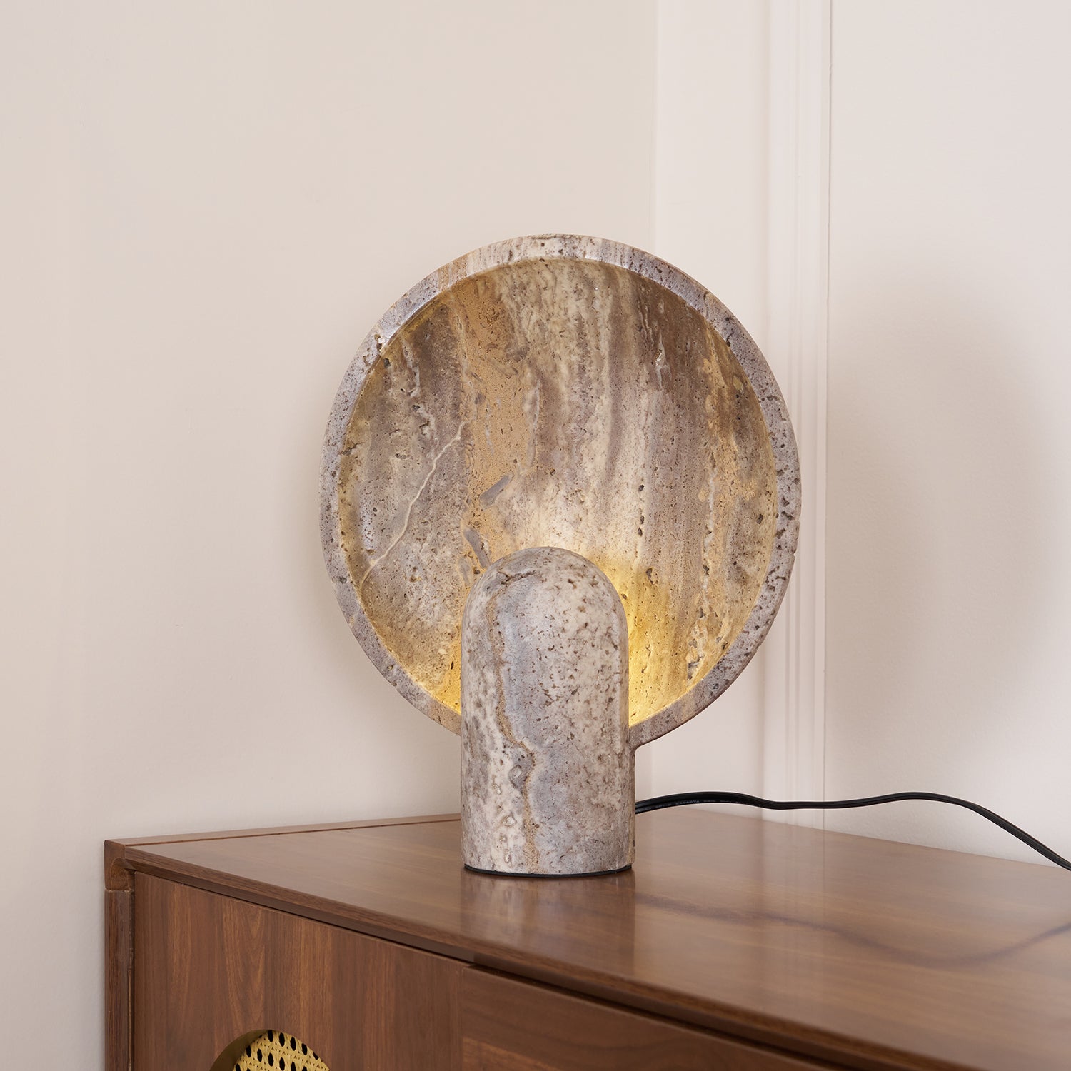 Dune Travertine Stone Table Lamp