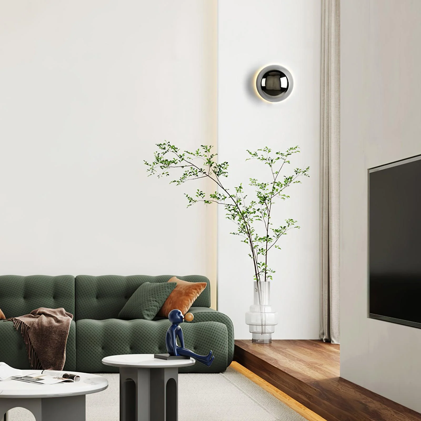 Orr Luz de Pared Moderna Inusual con Esfera de Metal para Dormitorio , Pasillo y Sala