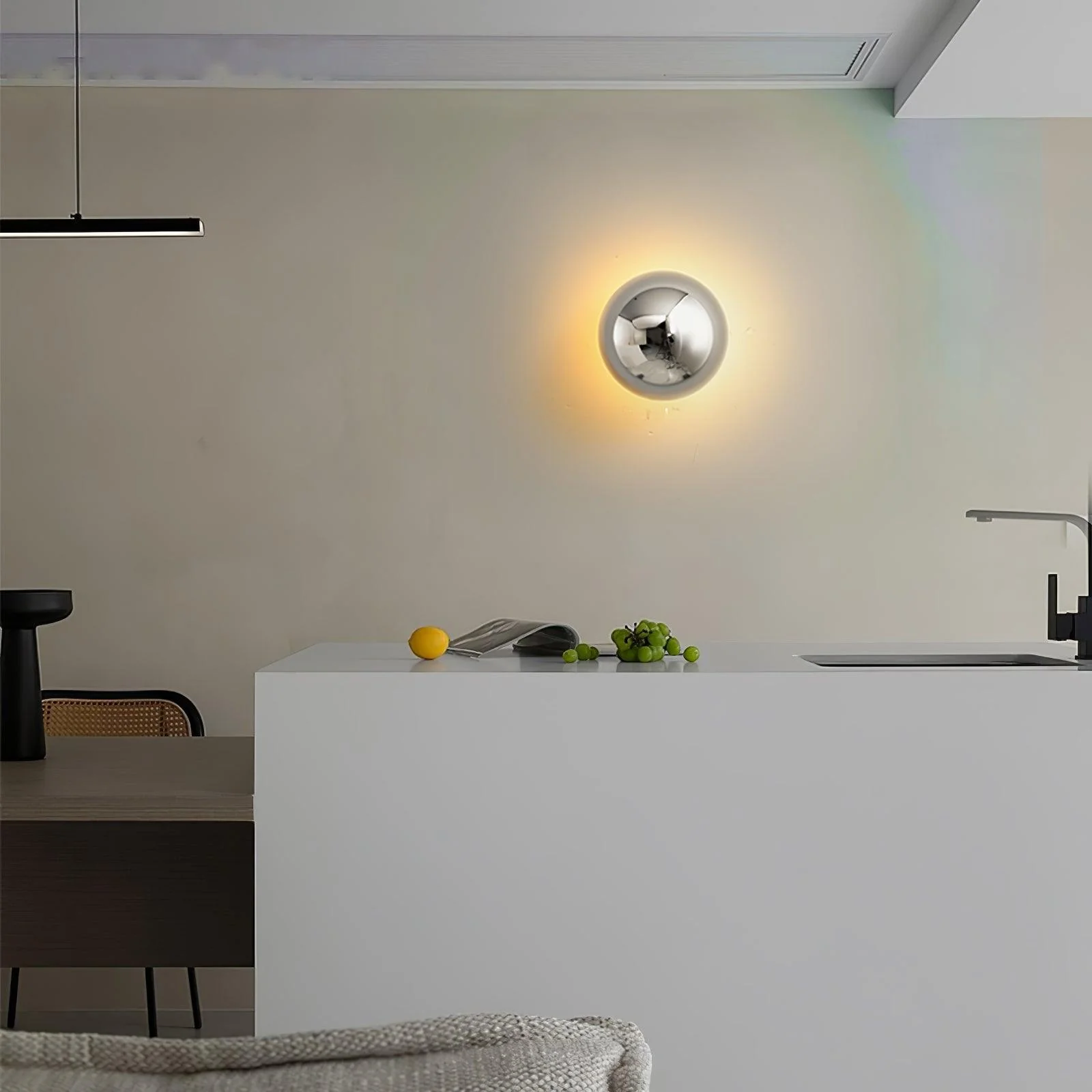 Orr Luz de Pared Moderna Inusual con Esfera de Metal para Dormitorio , Pasillo y Sala