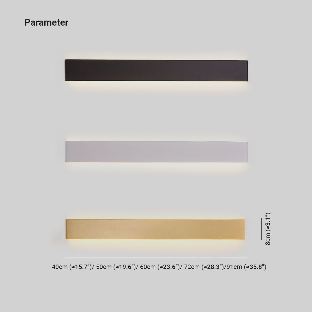Edge Moderno LED Aplique Interior Rectangular Negro/Cuarto de Baño/Salón Blanco/Dorado