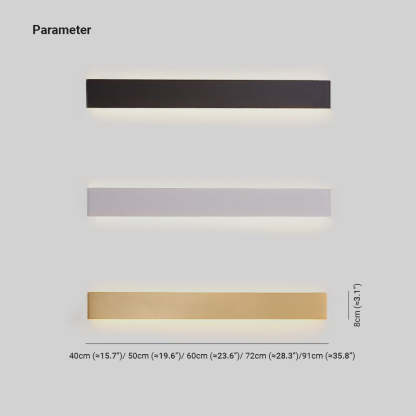 Edge Moderno LED Aplique Interior Rectangular Negro/Cuarto de Baño/Salón Blanco/Dorado