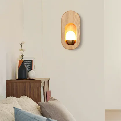Ozawa Classical Wood Glass Wall Lamp Bedroom  Dining Room