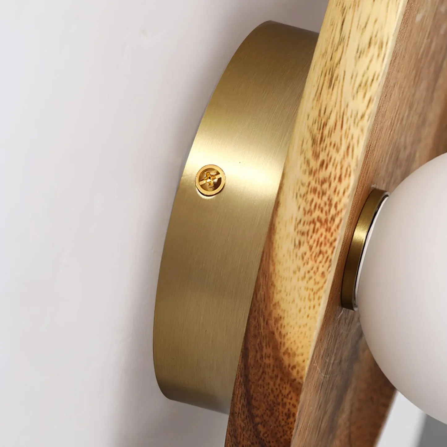 Muto Natural Wood Glass Walnut Wall Lamp Bedroom Living Room