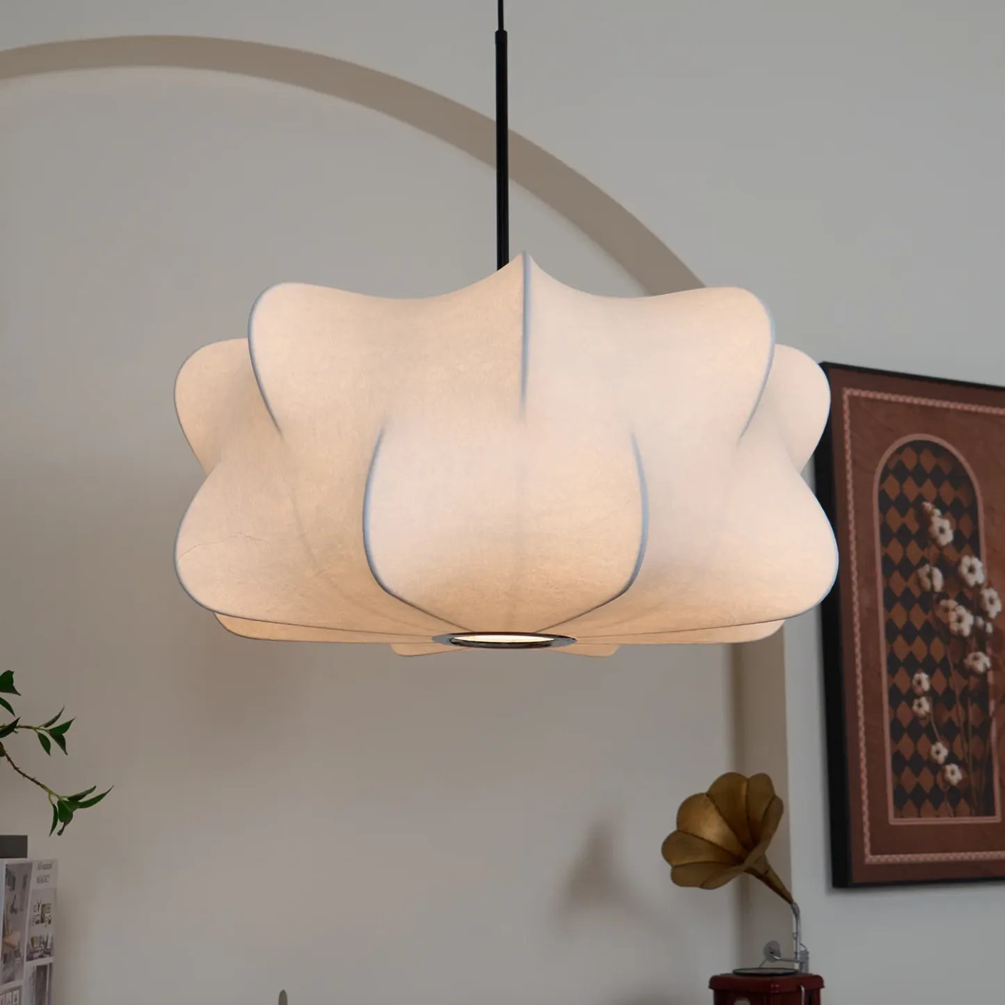 Ozawa Modern Unusual Silk Pendant Light Bedroom Dining Room