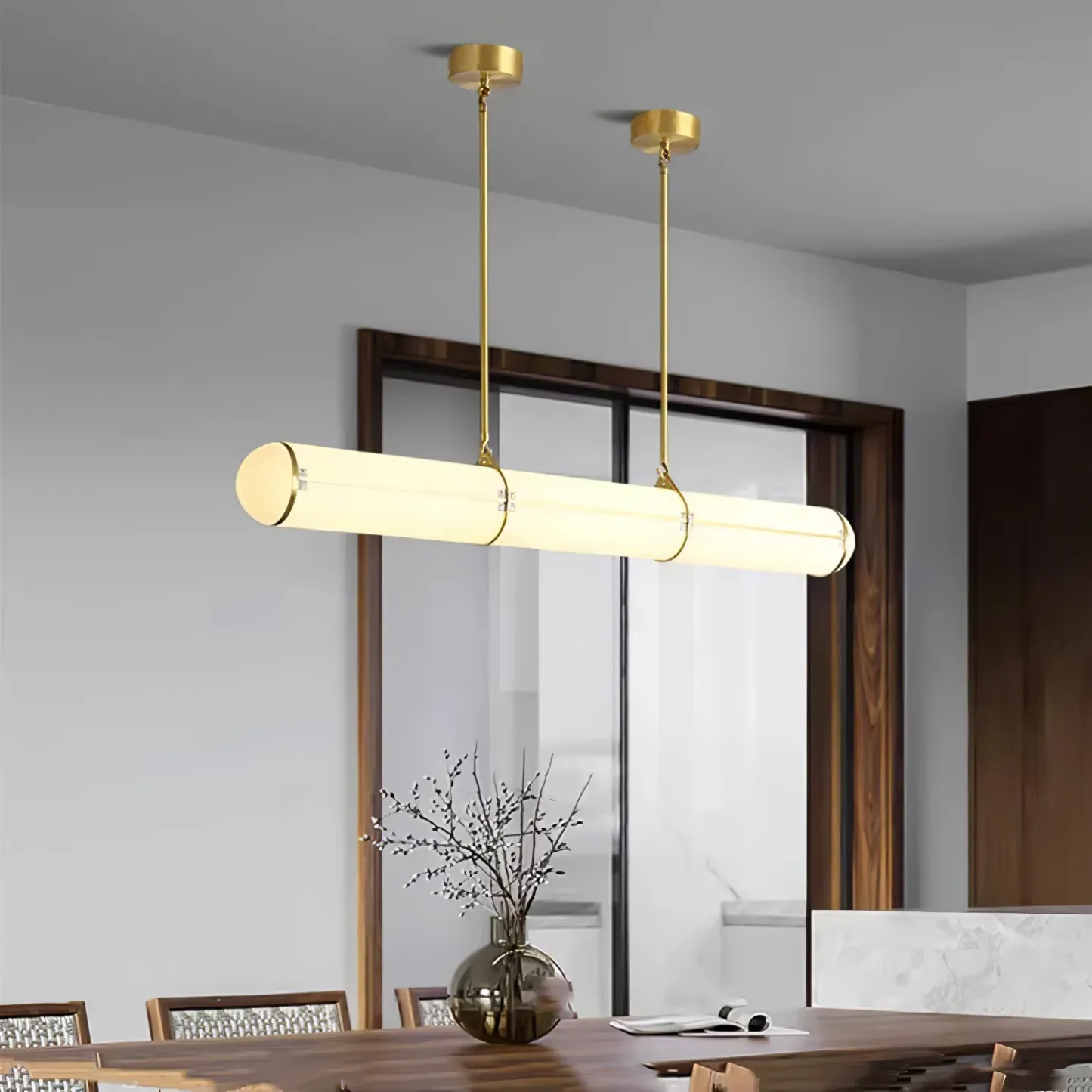 Alessio Industrial Metal Acrílico Oro Negro Lámpara Colgante Dormitorio Salón