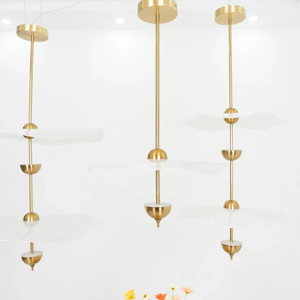 Carins Moderno Oro Metal Acrílico Lámpara Colgante Dormitorio Salón