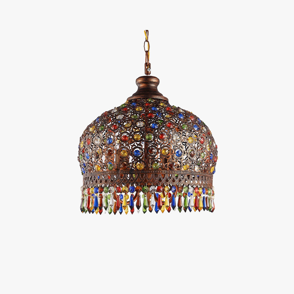 Eryn Cúpula Lámpara Colgante Cristal de Colores, Blanco/Bronce