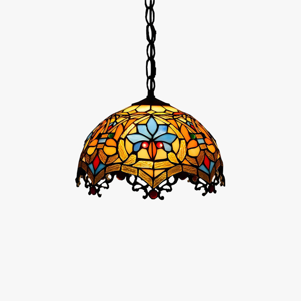 Eryn Tiffany Vidrio de Colores Cúpula Lámpara Colgante Amarillo