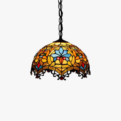 Eryn Tiffany Vidrio de Colores Cúpula Lámpara Colgante Amarillo