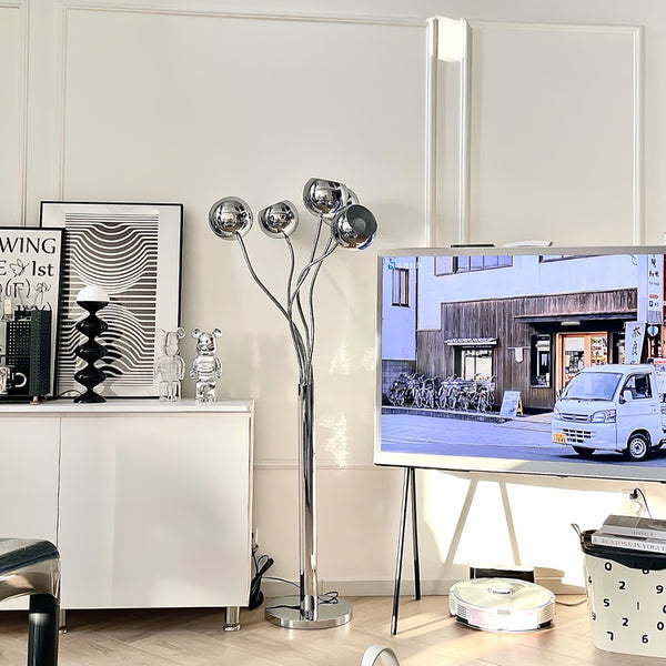 Axis Modern Metal Eyeball Floor Lamp Chrome